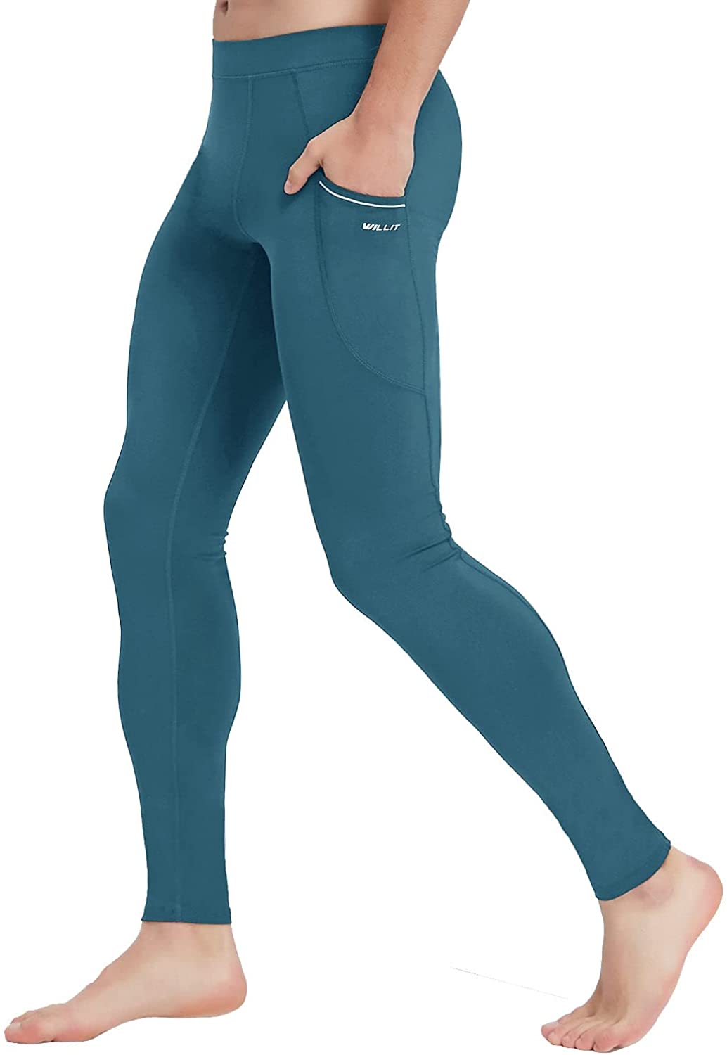 Willit Men's Active Yoga Leggings Pants & Tights with Pockets - X-Large