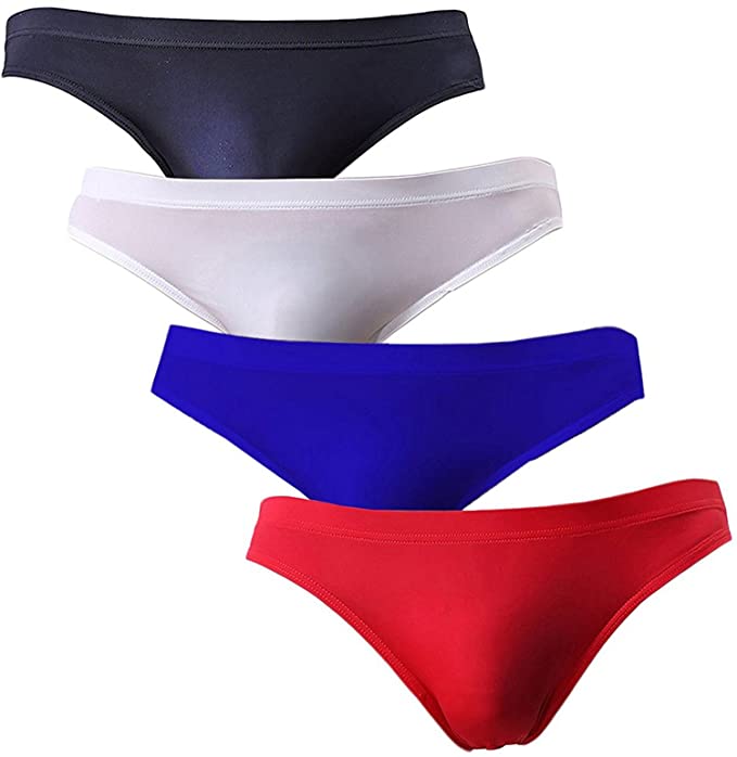 Winday Men Briefs Breathable Ice Silk Triangle Bikinis and Briefs N04 XXL/US XL 4-pack Mixed color