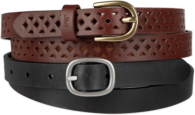 Levi's Women's 2-Pack Leather Belt Set – Premium Imported Fashion for Jeans & Dresses